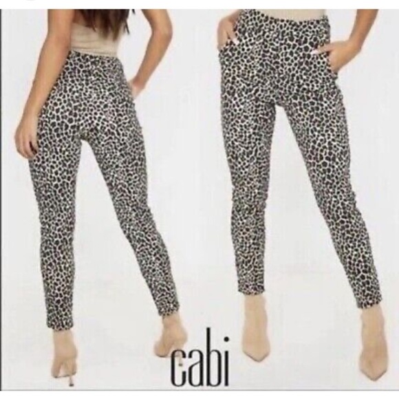 CABI # 5680 animal print Pivot Spotted Jogger modal cotton blend pants Sz S - Picture 1 of 11